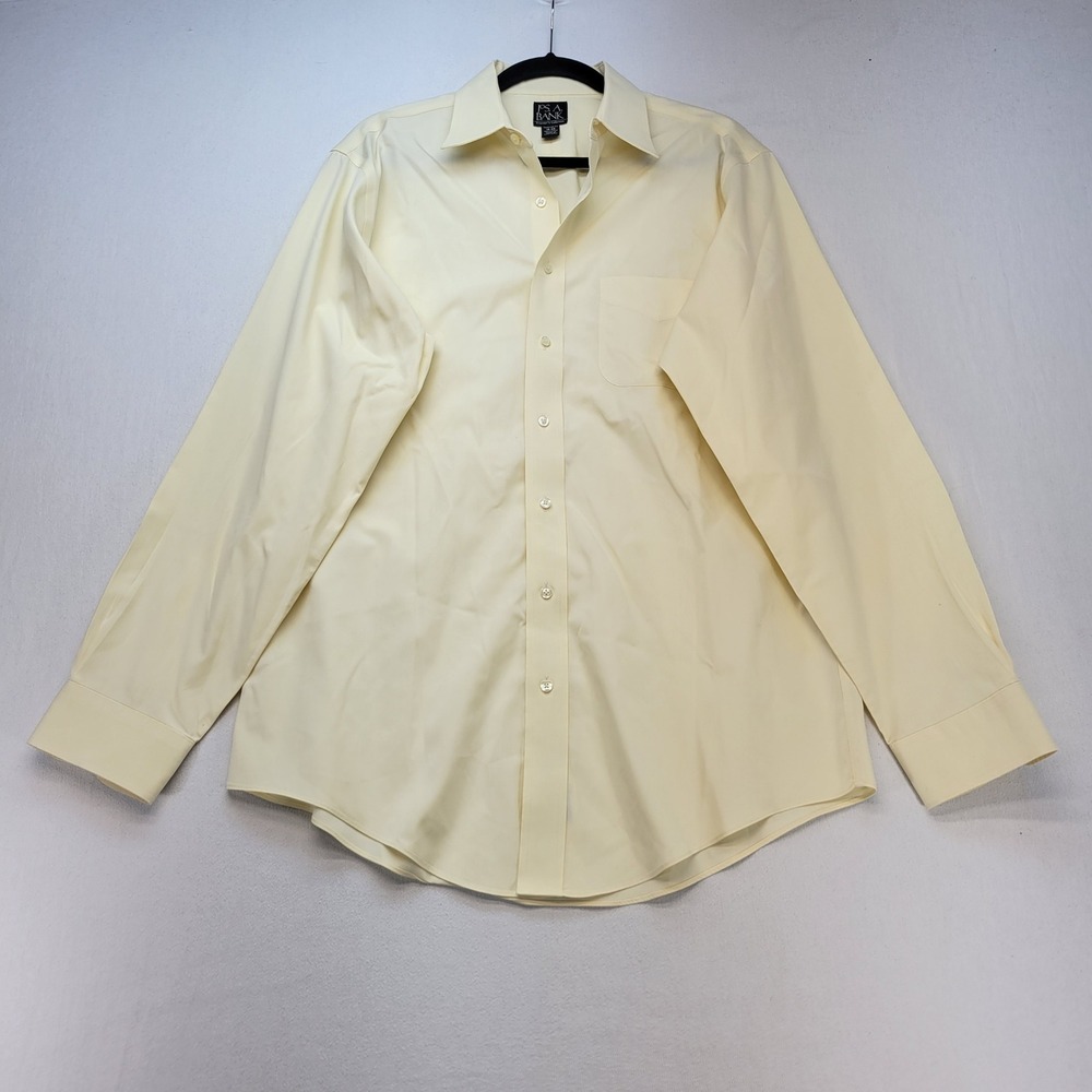 Jos. A. Bank Dress Shirt Mens 16-35 Yellow Tailored Fit Traveler's Collection